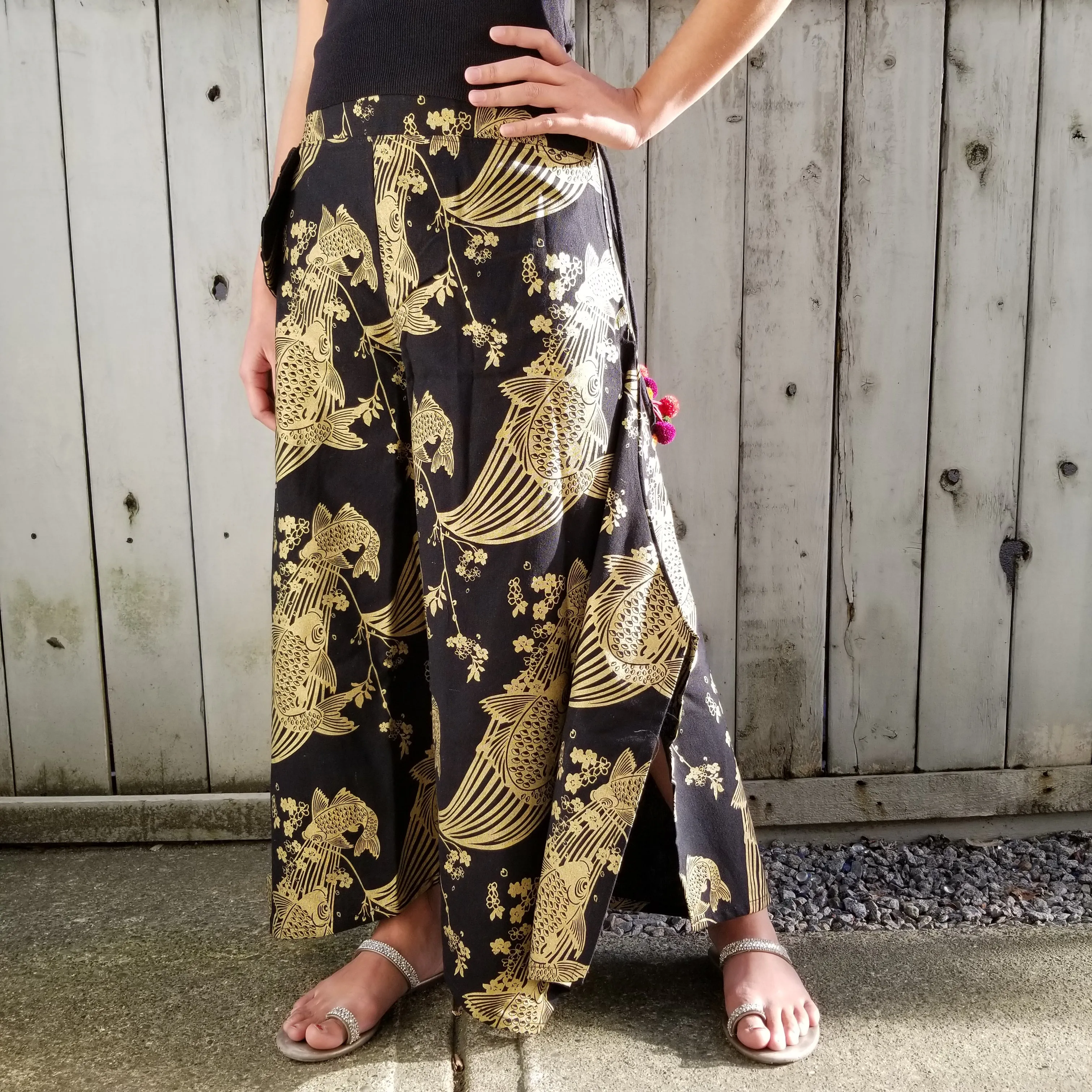 Golden Sakura Koi Wide leg Pants - Elite