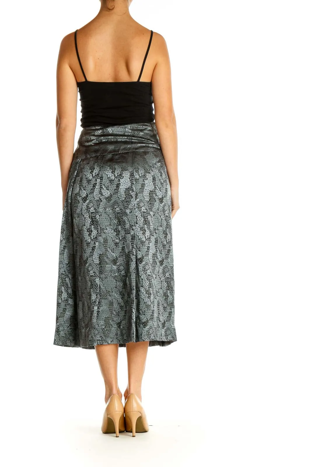 Gray Animal Print Holiday A-Line Skirt