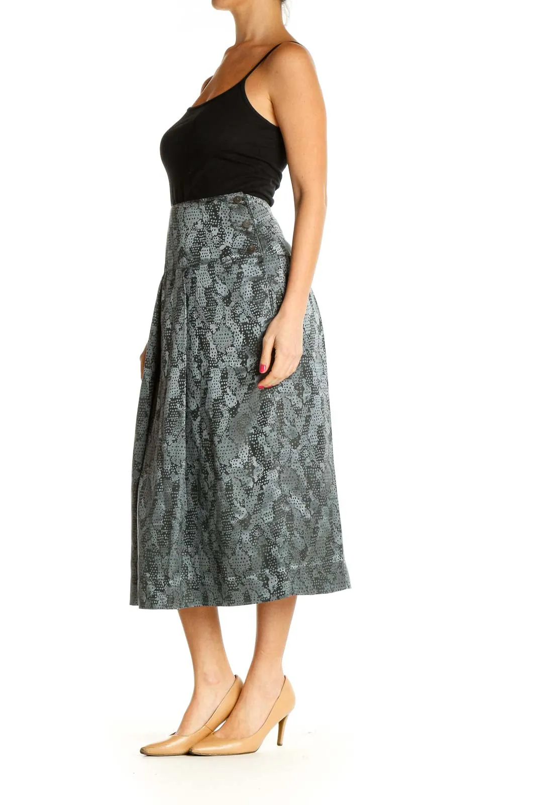 Gray Animal Print Holiday A-Line Skirt