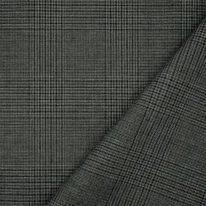 Gray-Black Wool Polyester Glen Plaid Woven Suiting Fabric