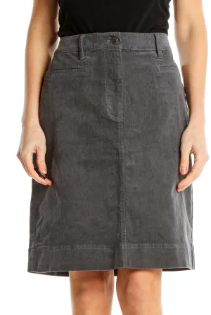 Gray Corduroy A-Line Skirt