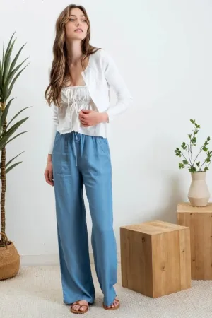 Keeping Cozy Chambray Pants