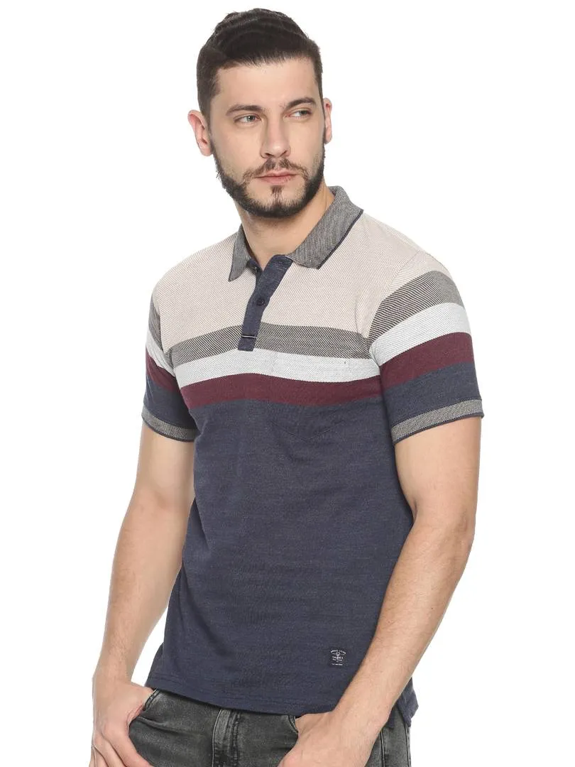 Khaki Cotton blend Printed Polos