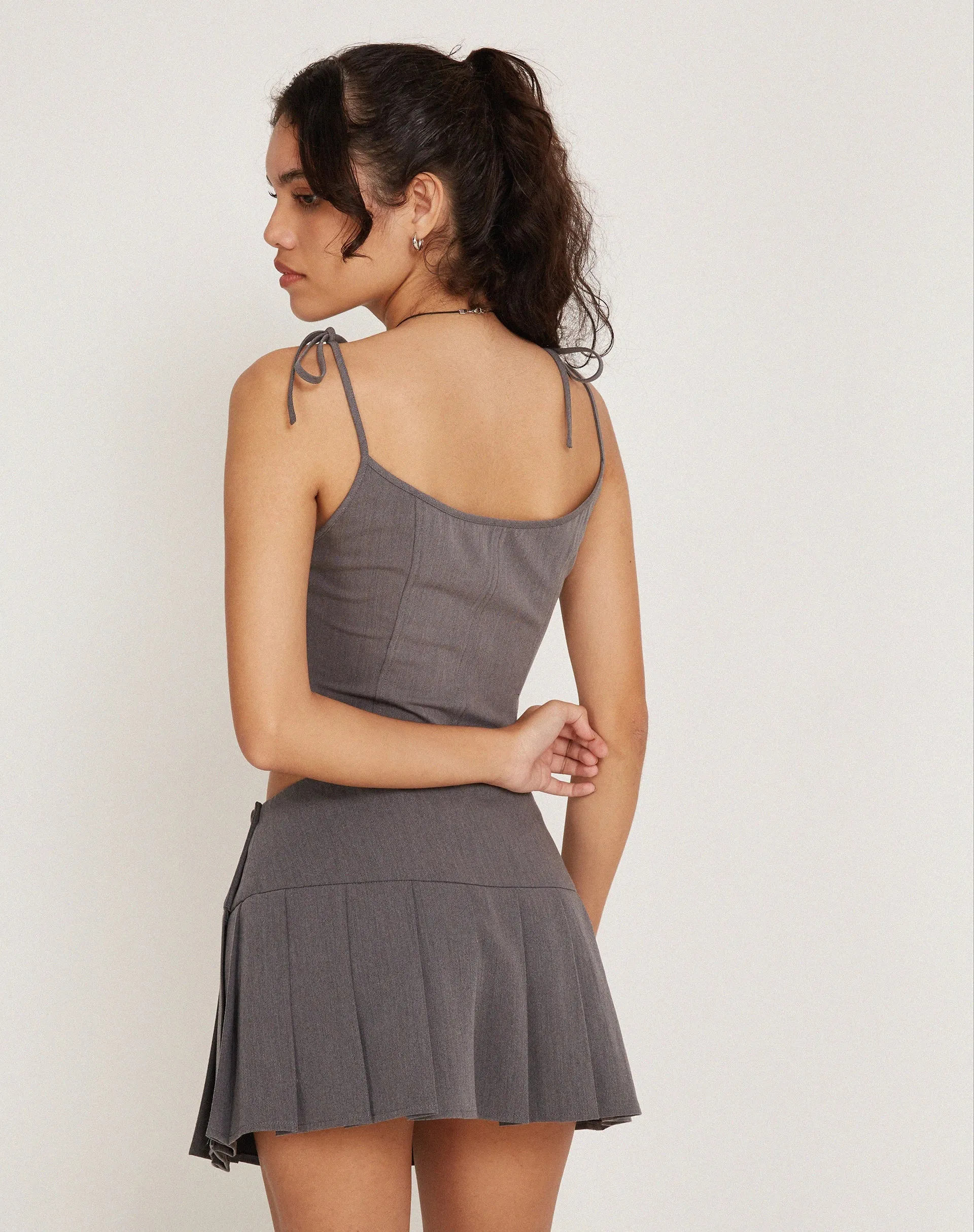 Kiona Corset Top in Charcoal