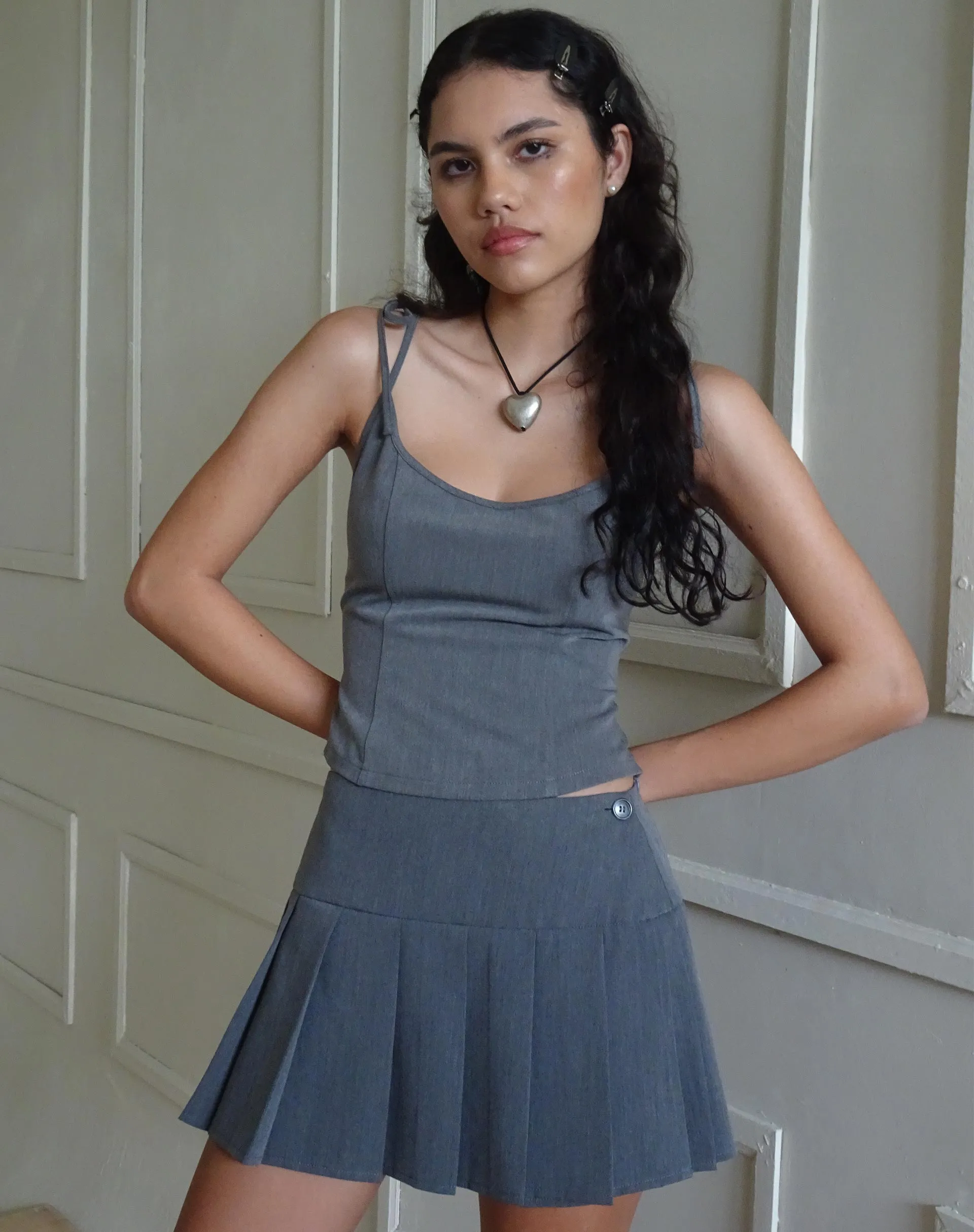 Kiona Corset Top in Charcoal