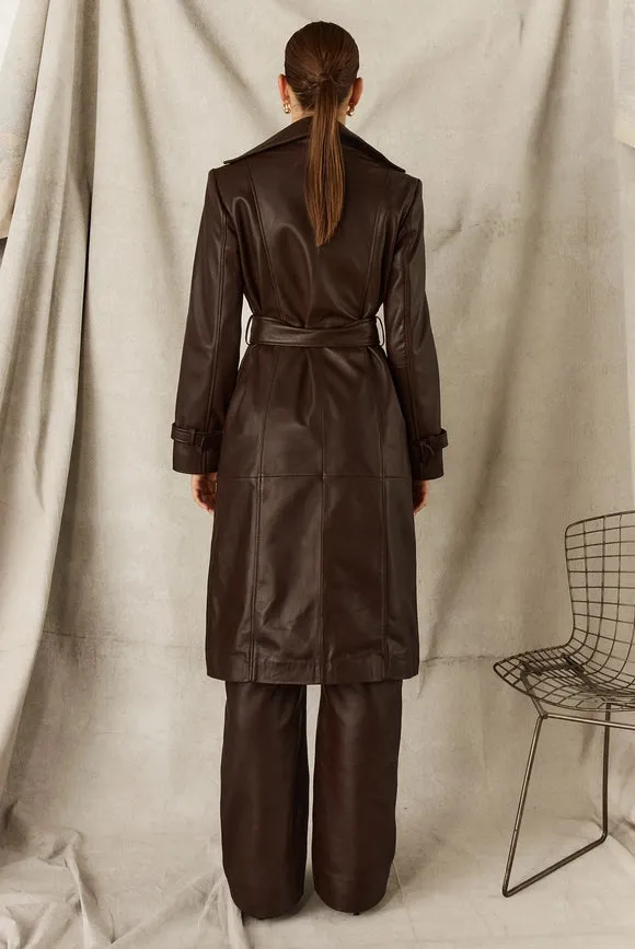 Leather Coat - Chocolate