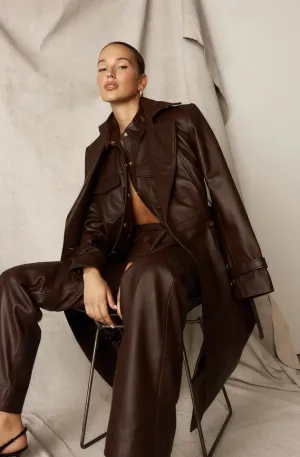 Leather Coat - Chocolate