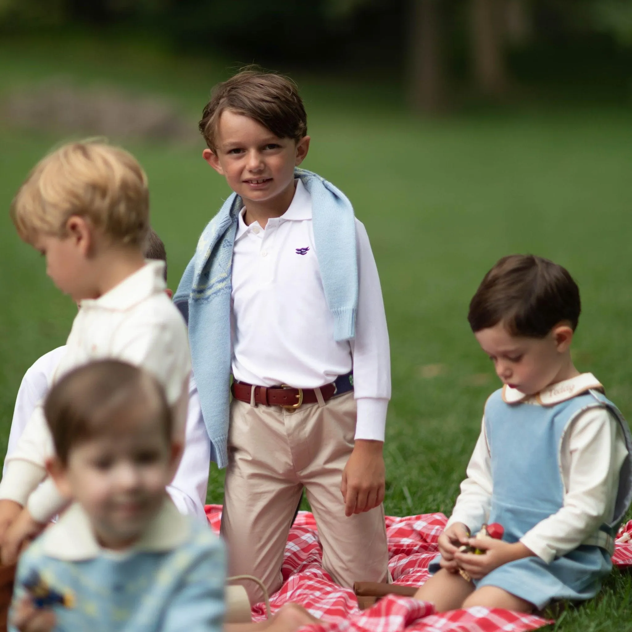 Long Sleeve Carter Polo in Classic White