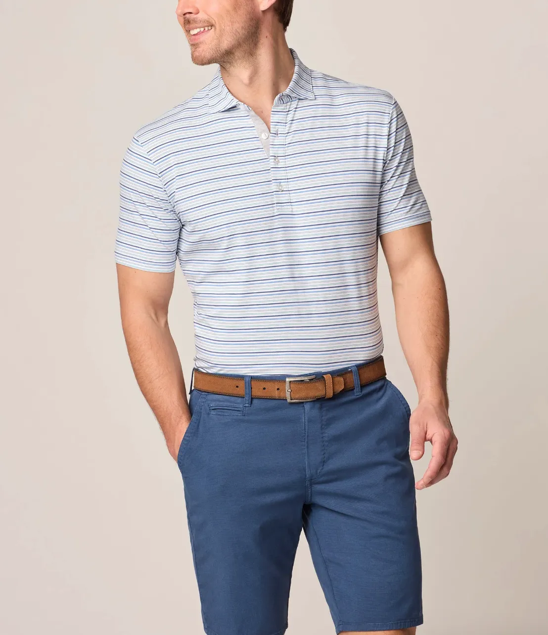 Lynch Cotton Blend Perf Polo Lake