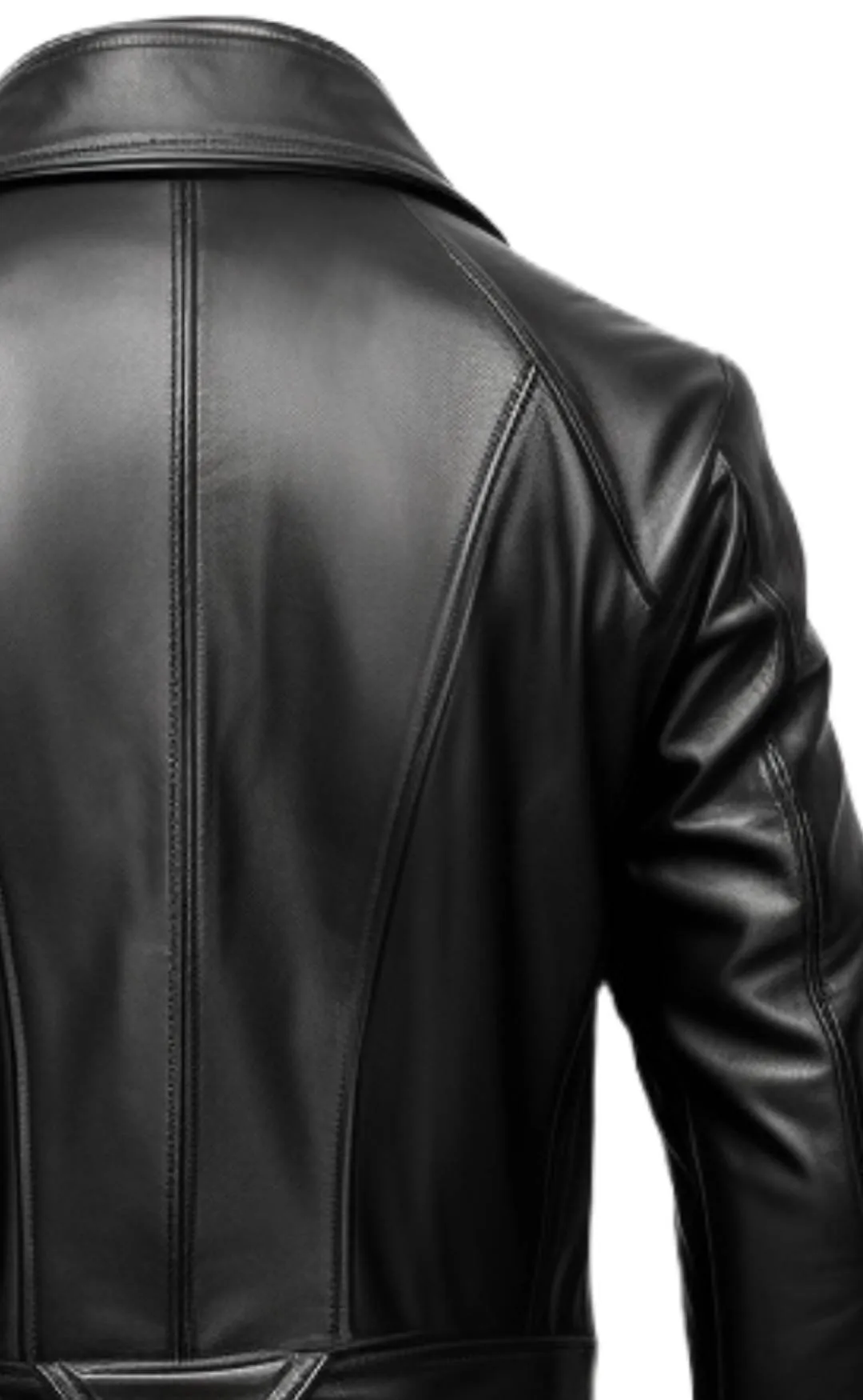 Men Black Leather Coat- Long Leather Coat