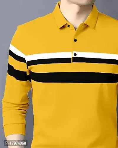 Men Cotton Blend Striped Polos