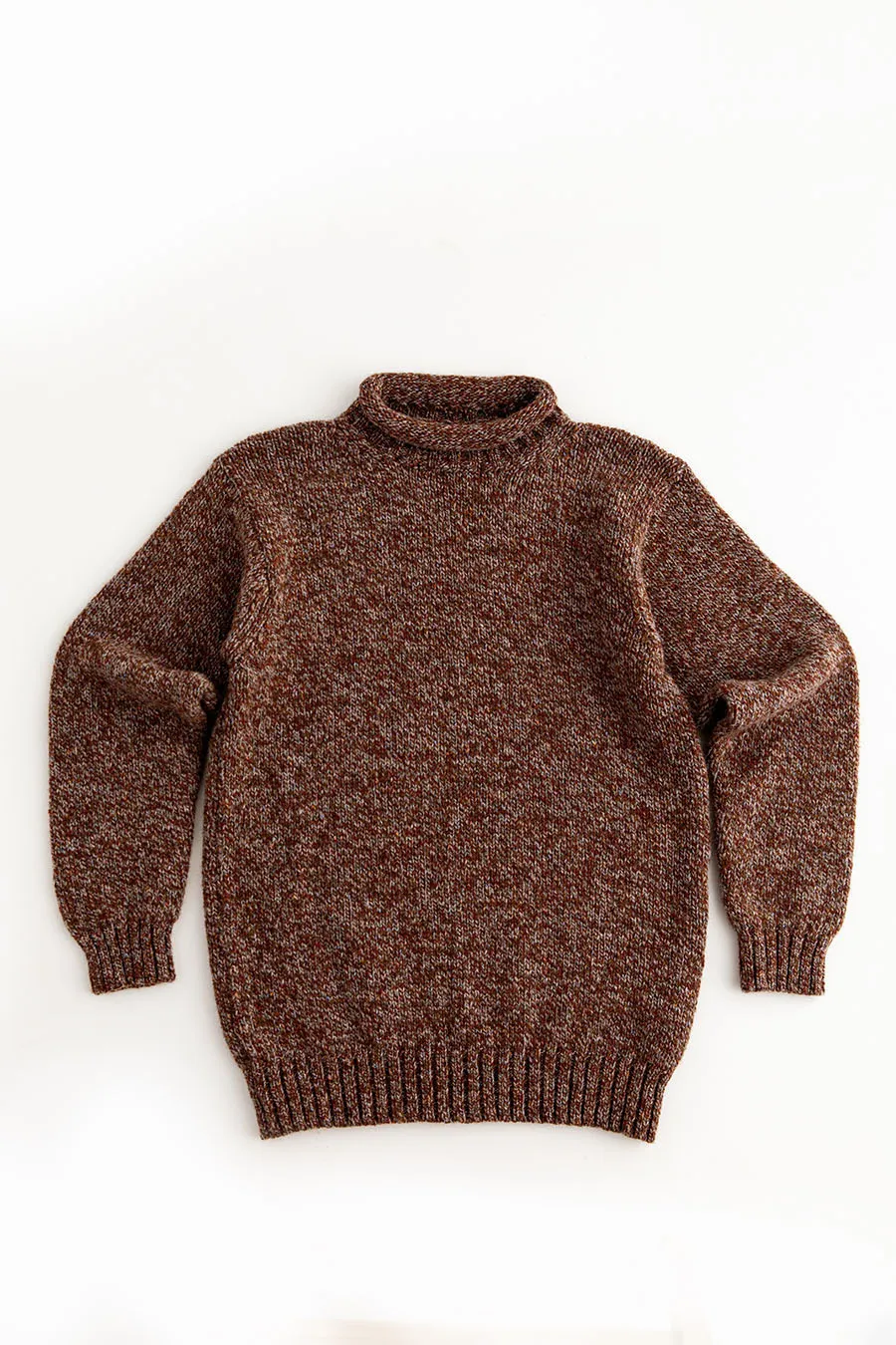 Mens Chunky Roll Neck Jumper - Autumn Marl