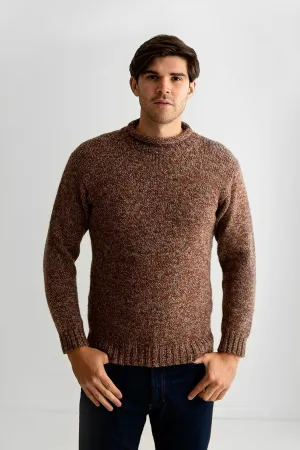 Mens Chunky Roll Neck Jumper - Autumn Marl