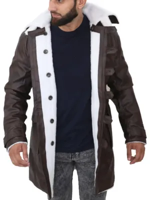 Men's Distressed Dark Brown Bane Sherpa Coat