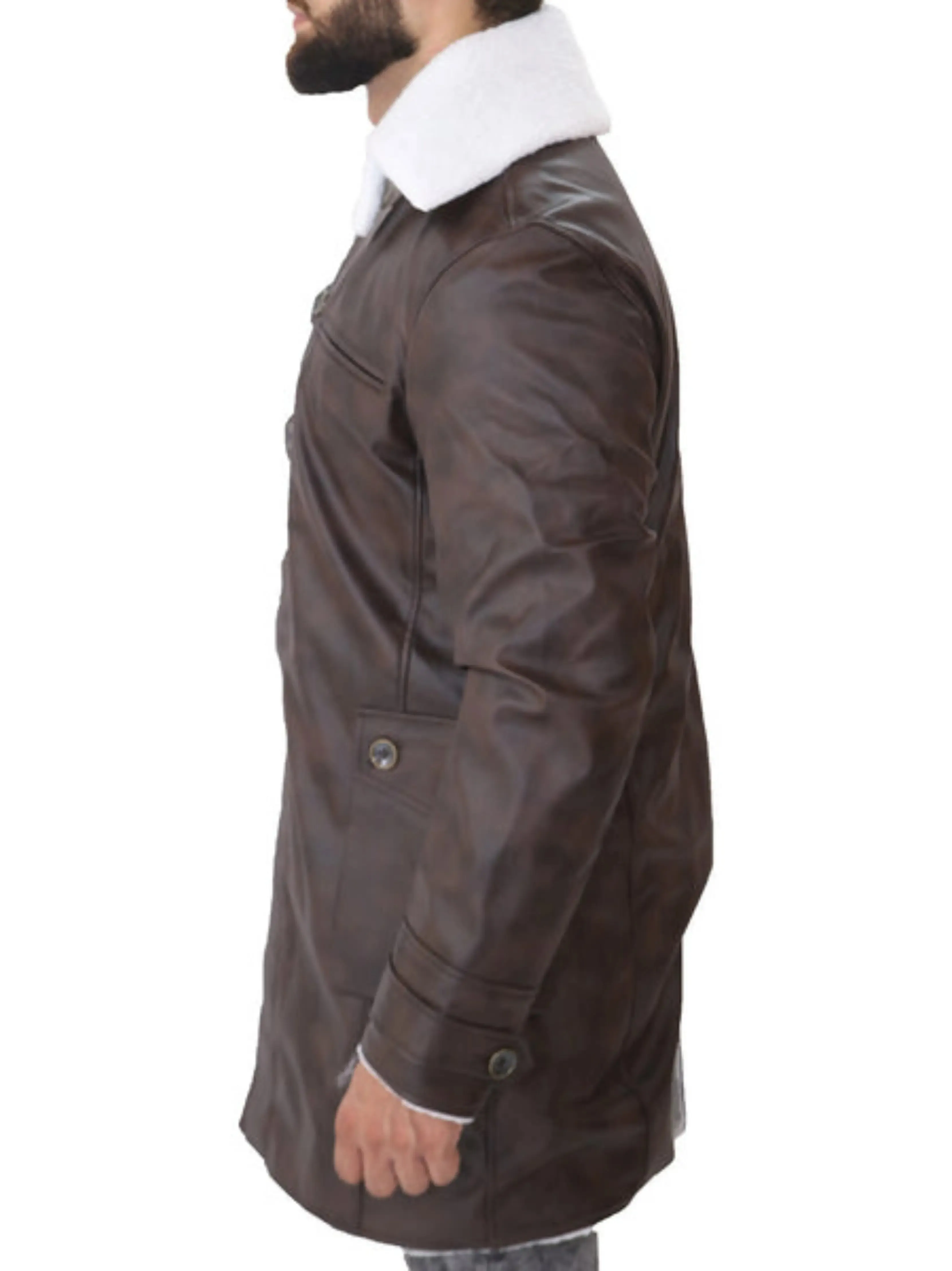 Men's Distressed Dark Brown Bane Sherpa Coat