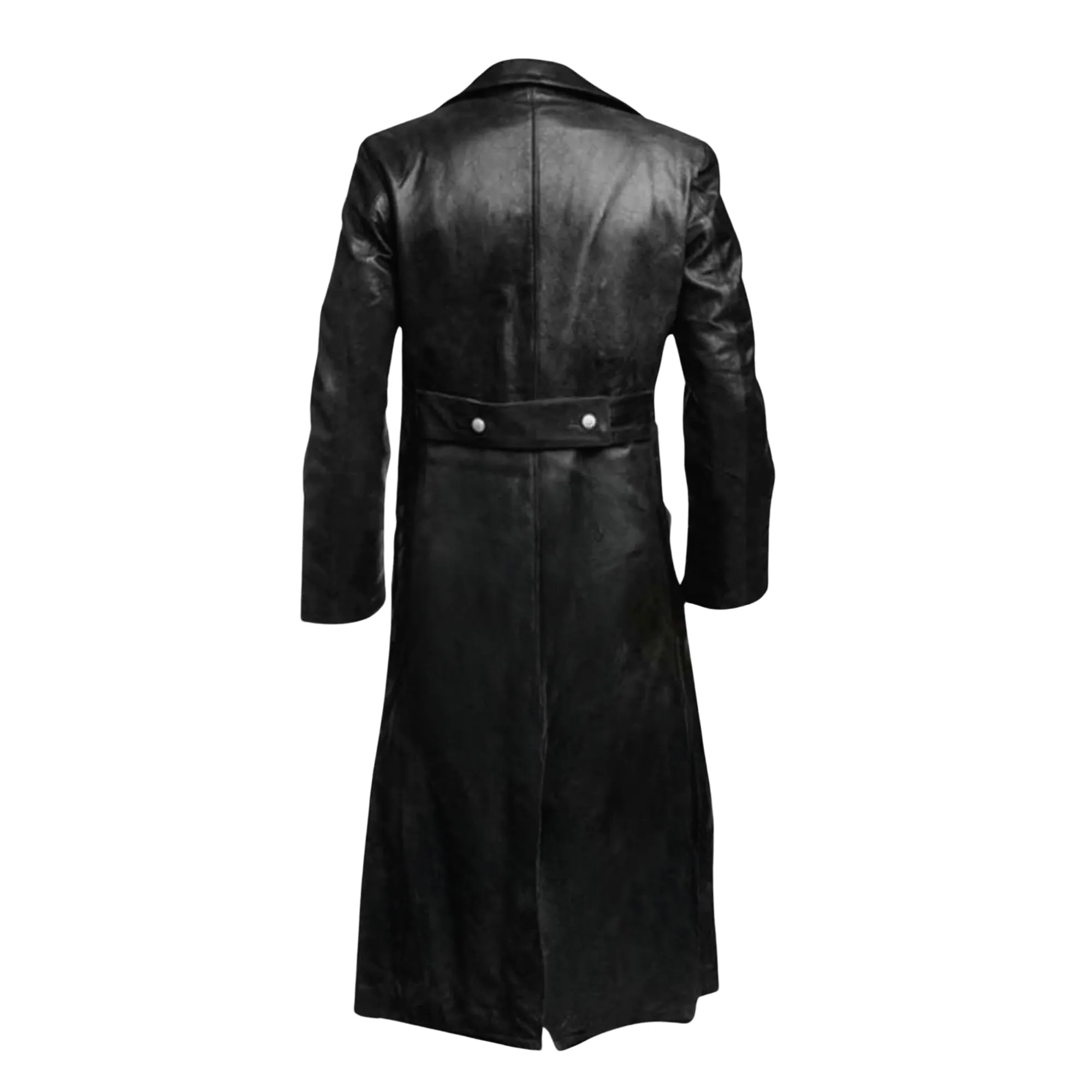 Mens Long Black Leather Coat