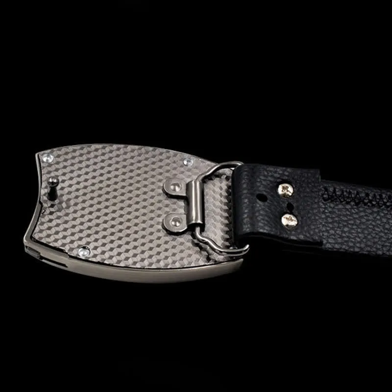 Men's Sharp-billed Dragon Leather Belt With Folding Knife