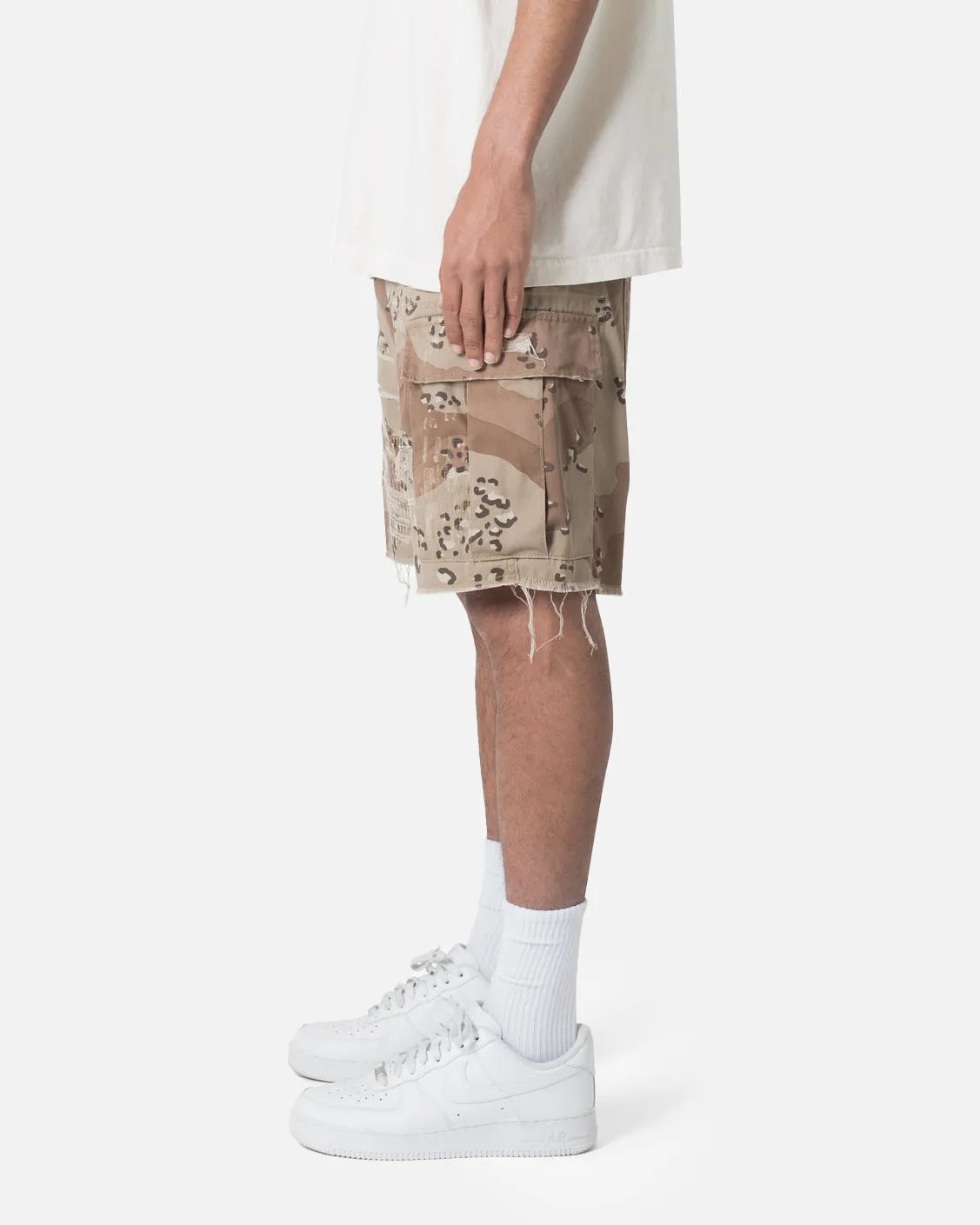 MNML Distressed Cargo Shorts Desert Camo