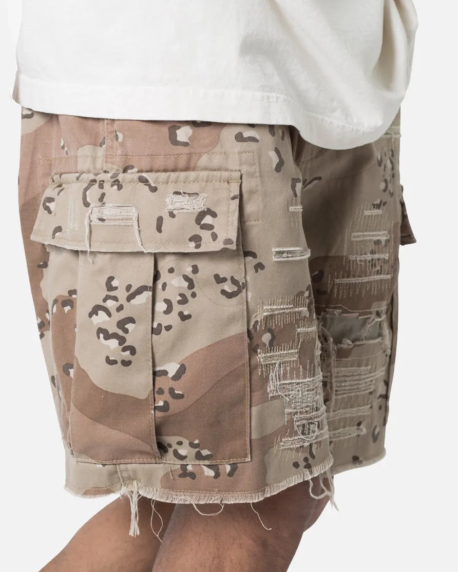 MNML Distressed Cargo Shorts Desert Camo