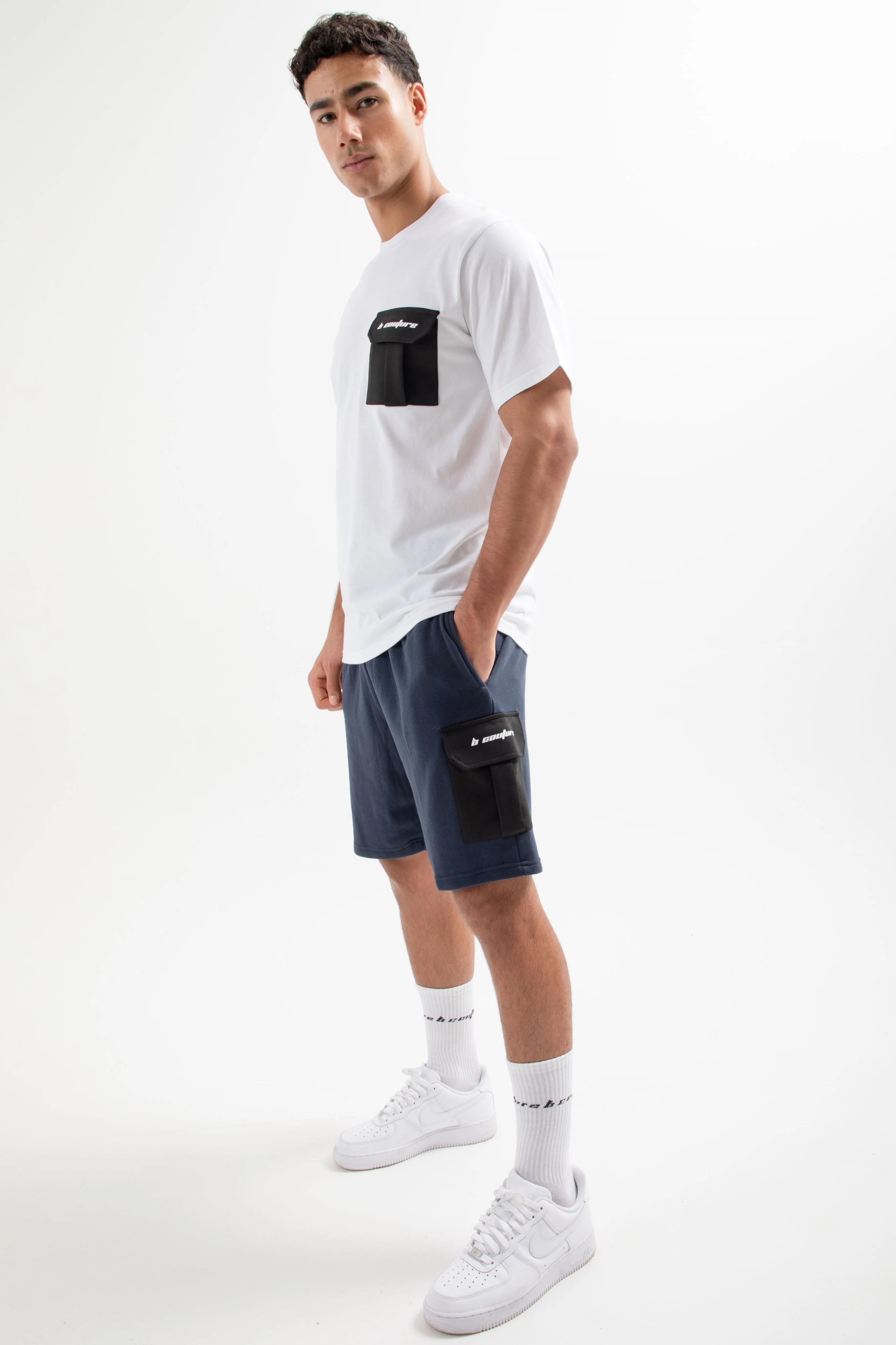 Petersham T-Shirt & Short Set - White/Navy