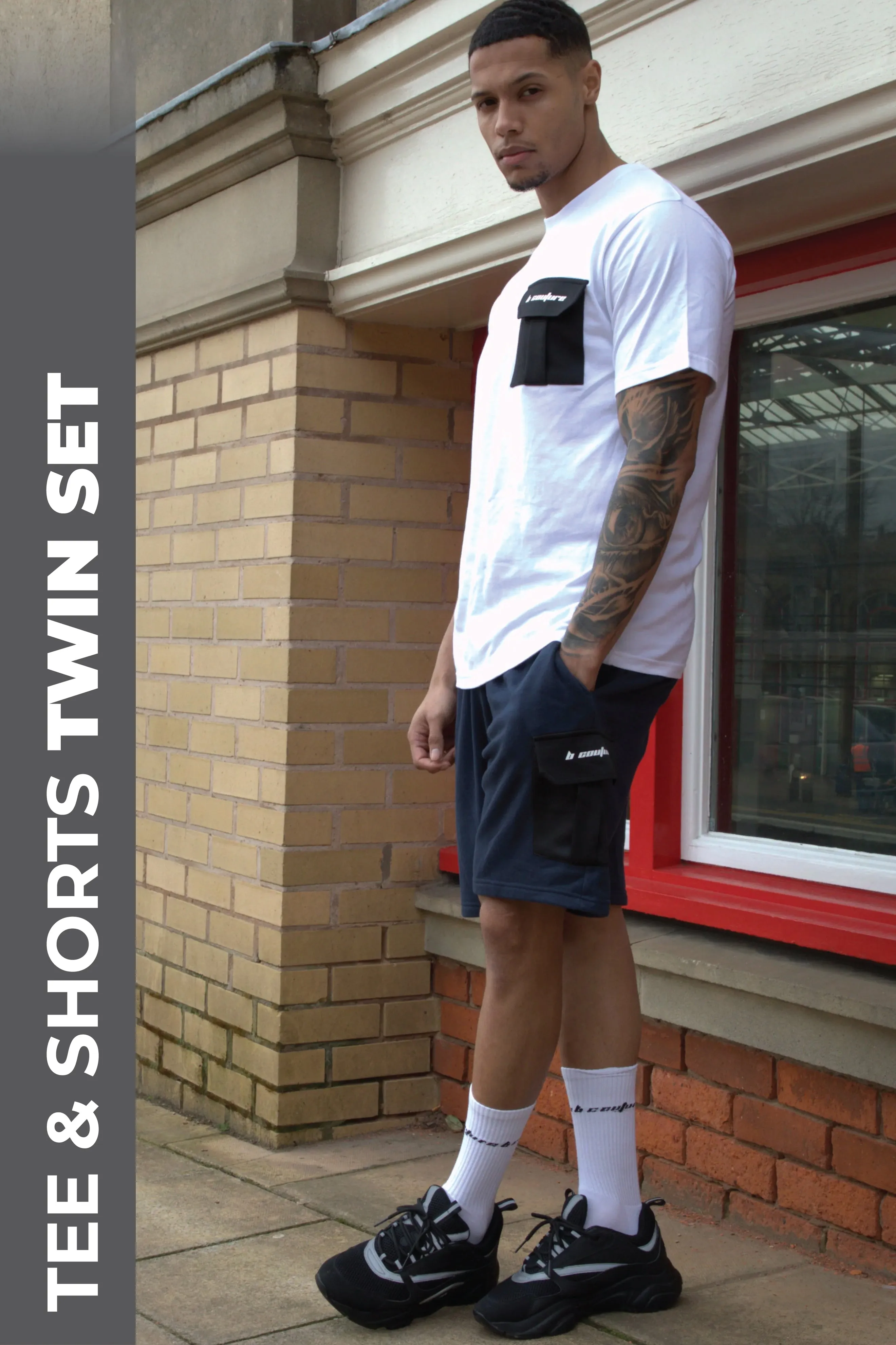 Petersham T-Shirt & Short Set - White/Navy