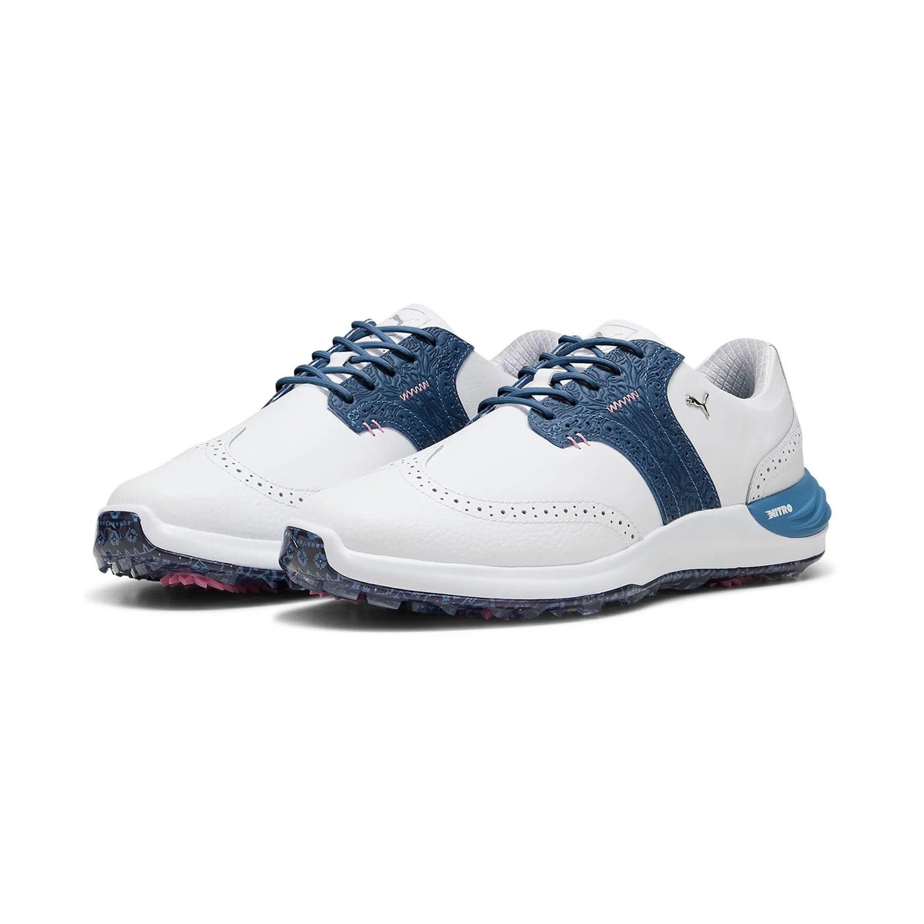 Phantomcat Nitro Fair Isle Golf Shoes Puma White/Blue Horizon - AW24