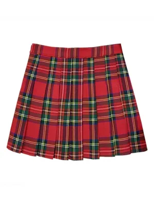 [Plus size] Classic Christmas red plaid A-line skirt