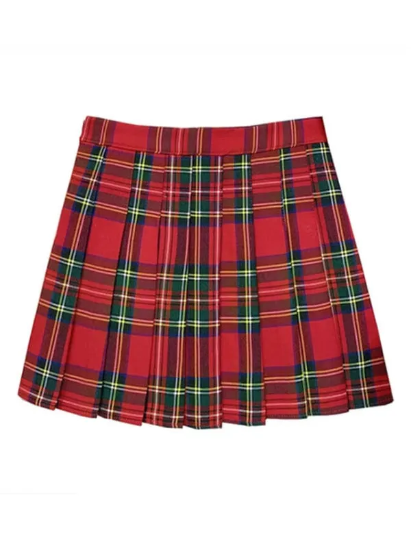 [Plus size] Classic Christmas red plaid A-line skirt