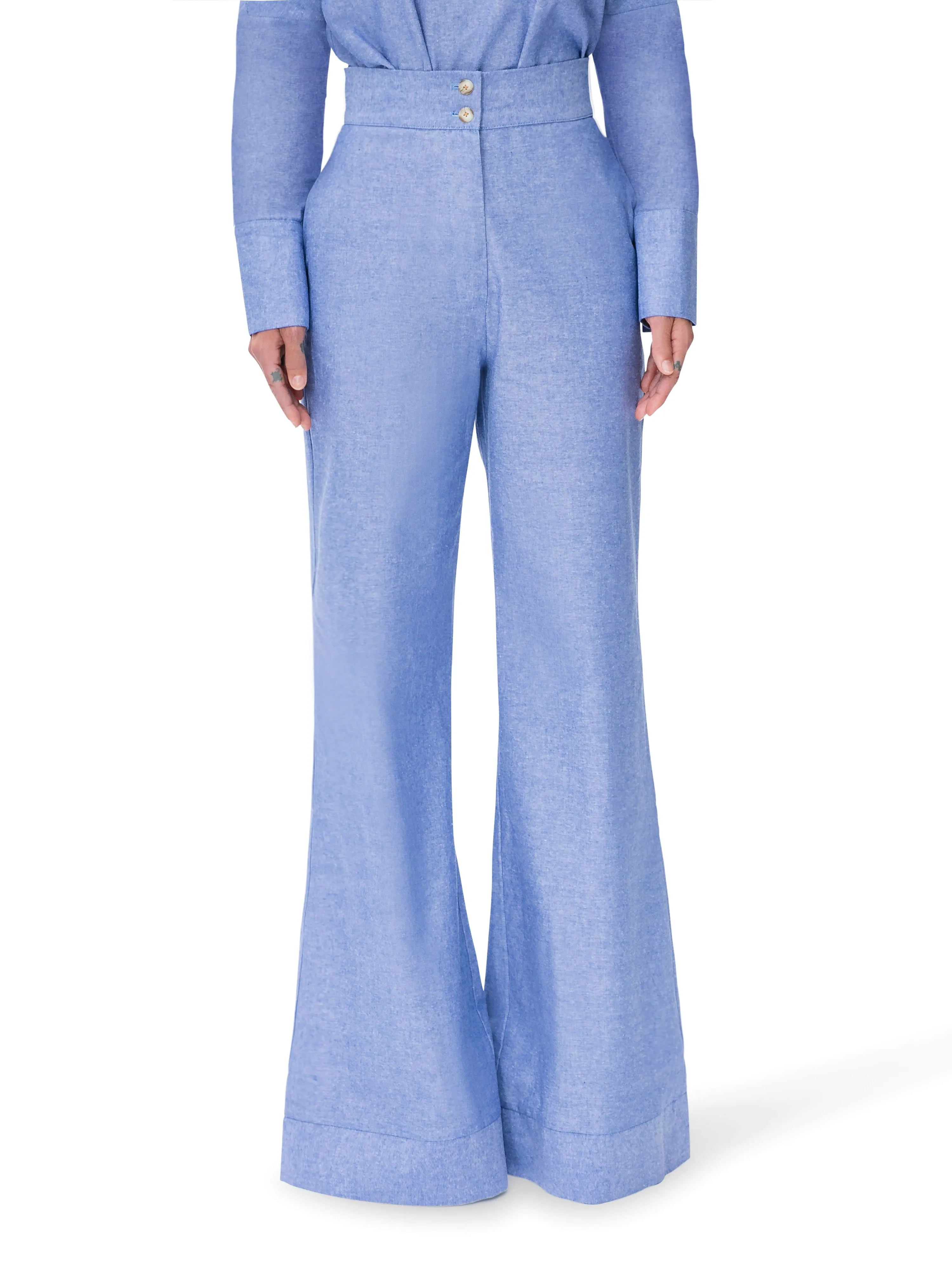 "St. Tropez" Chambray High Waist Pants