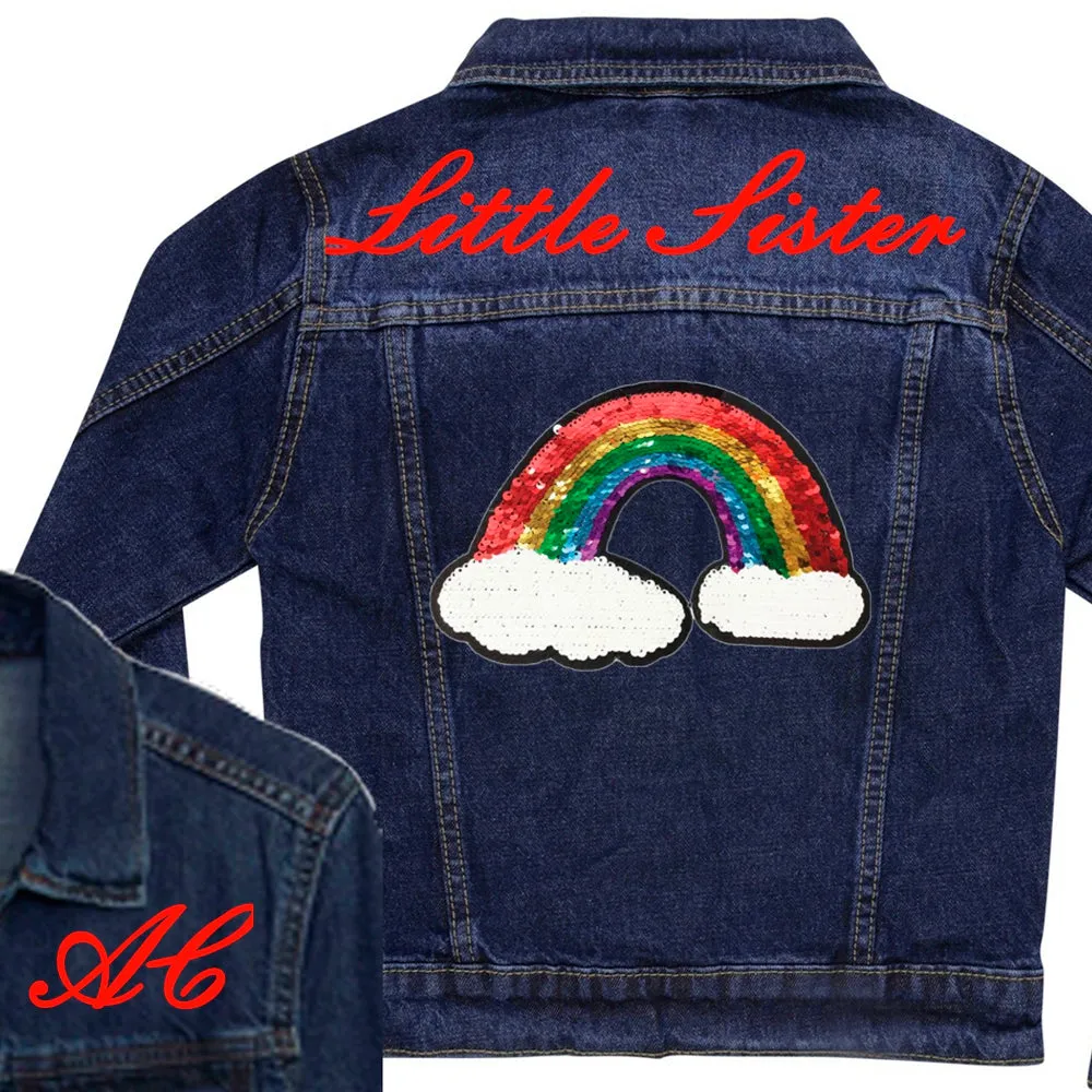 Reversible Sequin Rainbow Denim Jacket