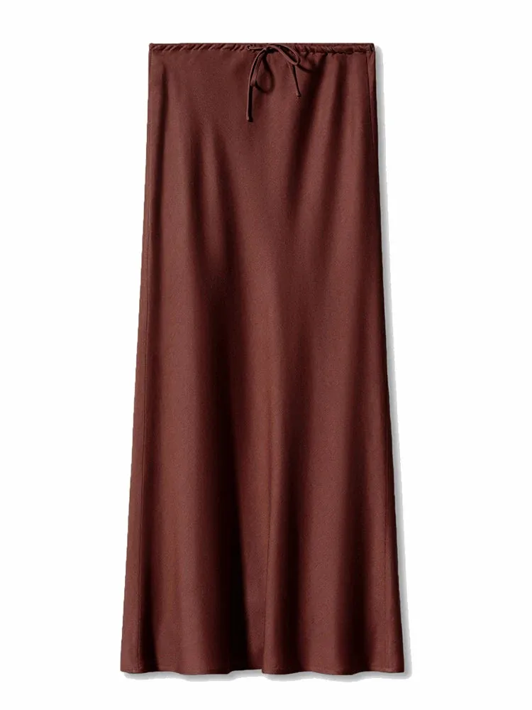 Satin A-line Long Skirt