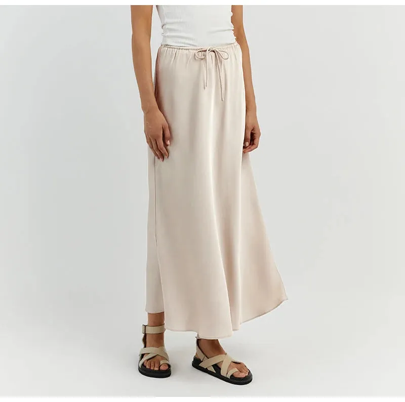 Satin A-line Long Skirt