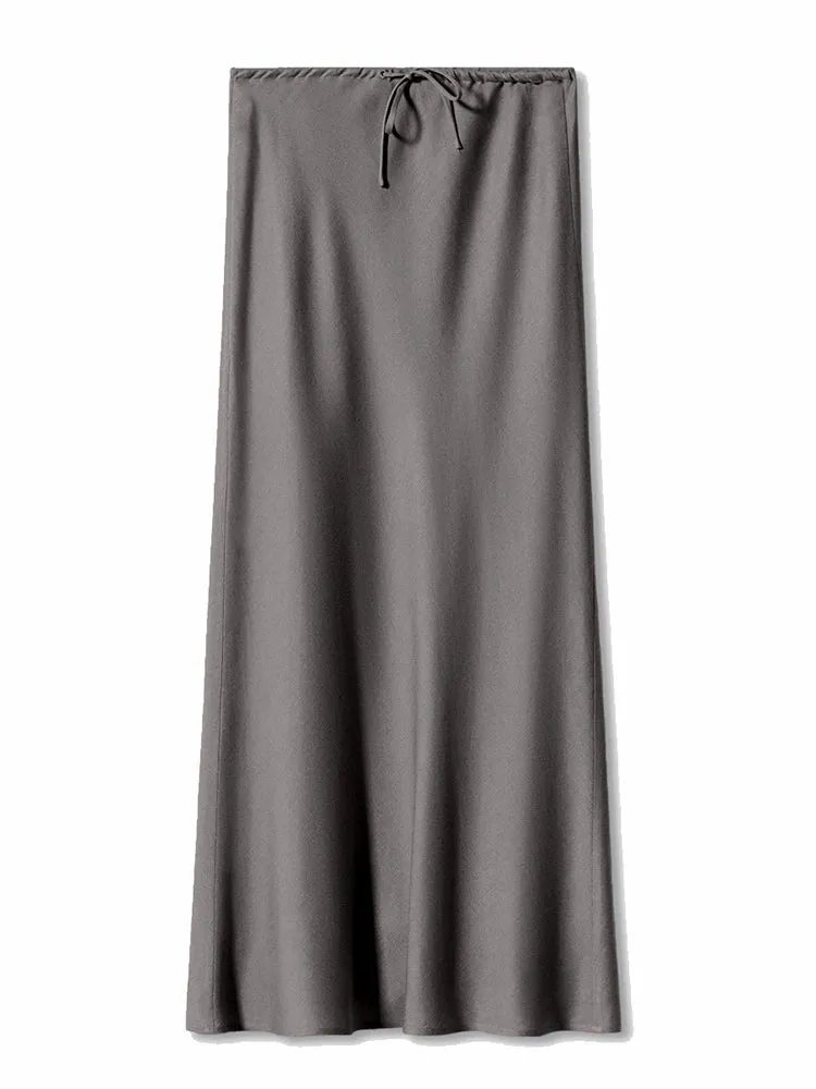 Satin A-line Long Skirt