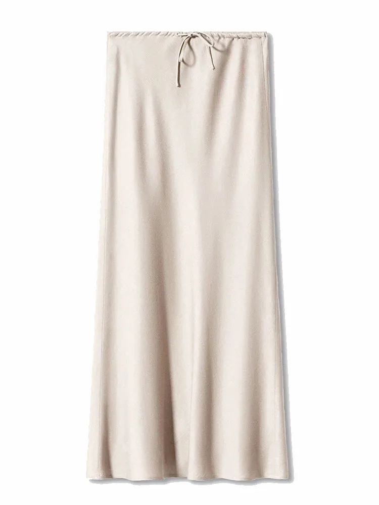 Satin A-line Long Skirt