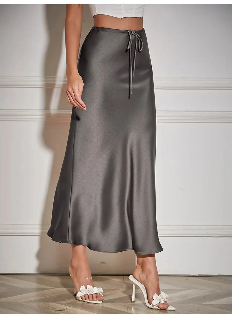 Satin A-line Long Skirt