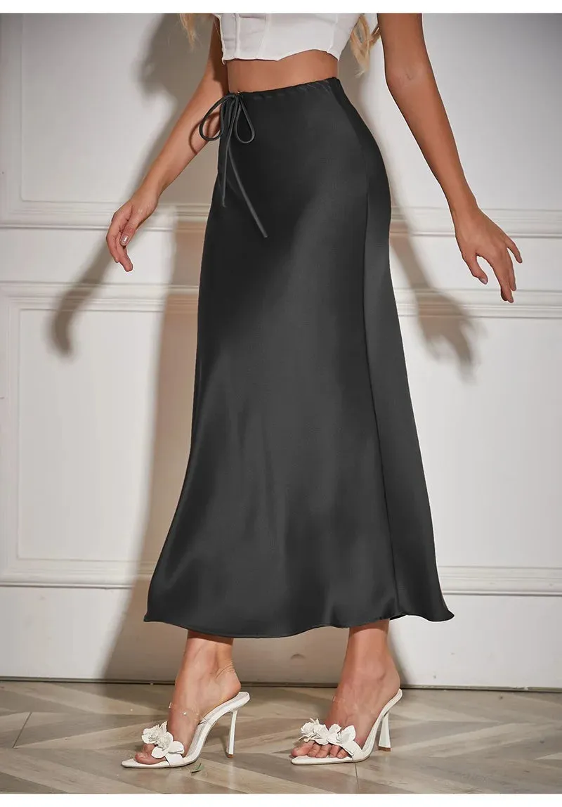 Satin A-line Long Skirt