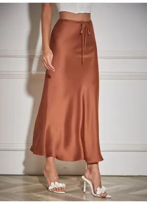 Satin A-line Long Skirt