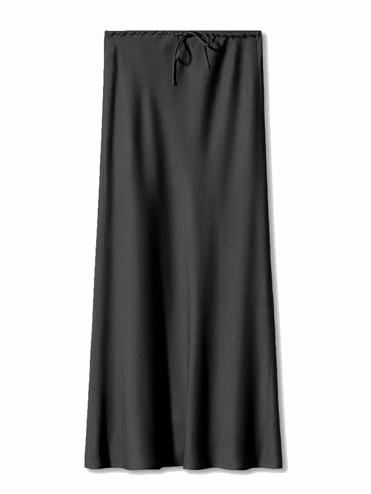 Satin A-line Long Skirt