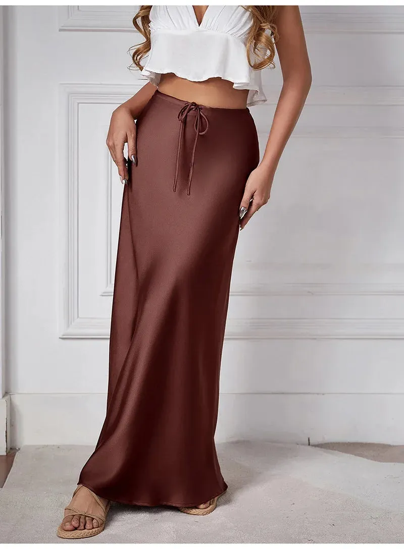 Satin A-line Long Skirt