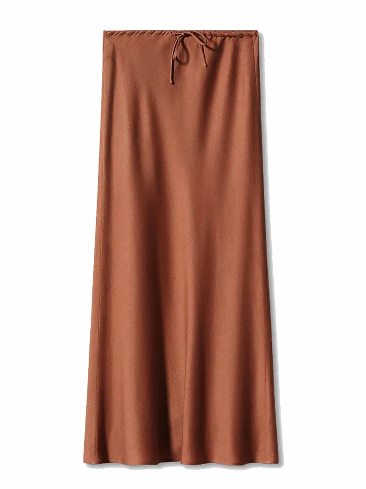 Satin A-line Long Skirt