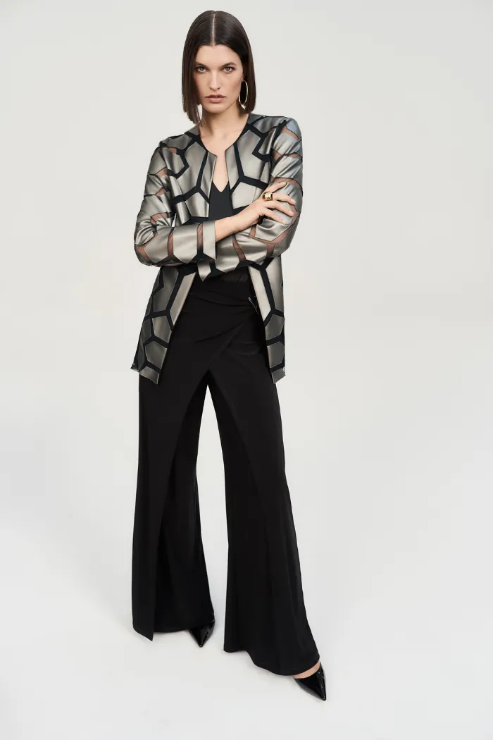 Silky Knit Wide-Leg Wrap Pants