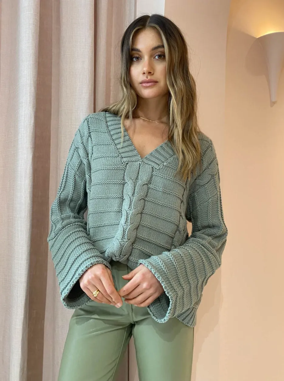 Sovere Shadow Knit Sweater in Green Tea