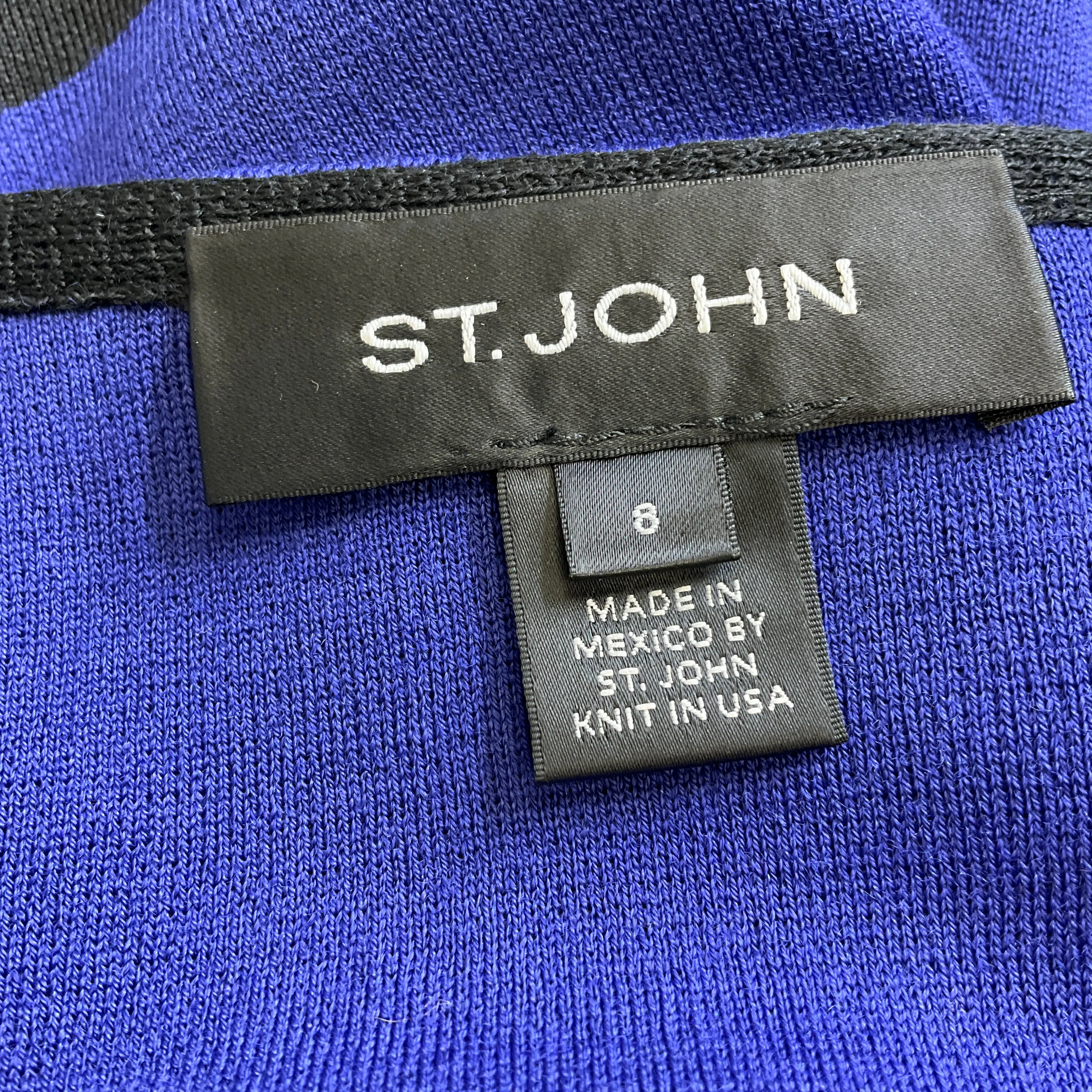 St. John Indigo / Black Wool and Viscose Knit Jacket