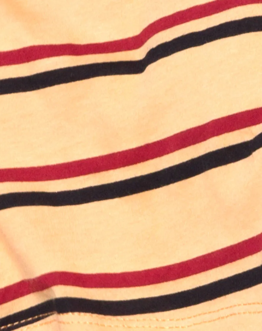 Super Cropped Tee in 70's Mustard Horizontal Stripe