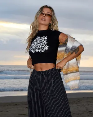 Tinsi Crop Top in Wrapped Gothic Black and White