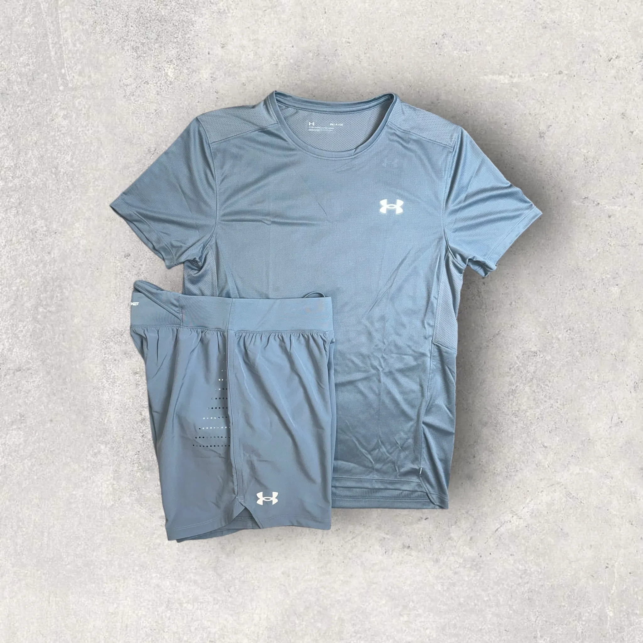 UNDER ARMOUR T-SHIRT/SHORT SET - SLATE GREY