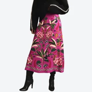 Vibrant Floral A-Line Midi Skirts