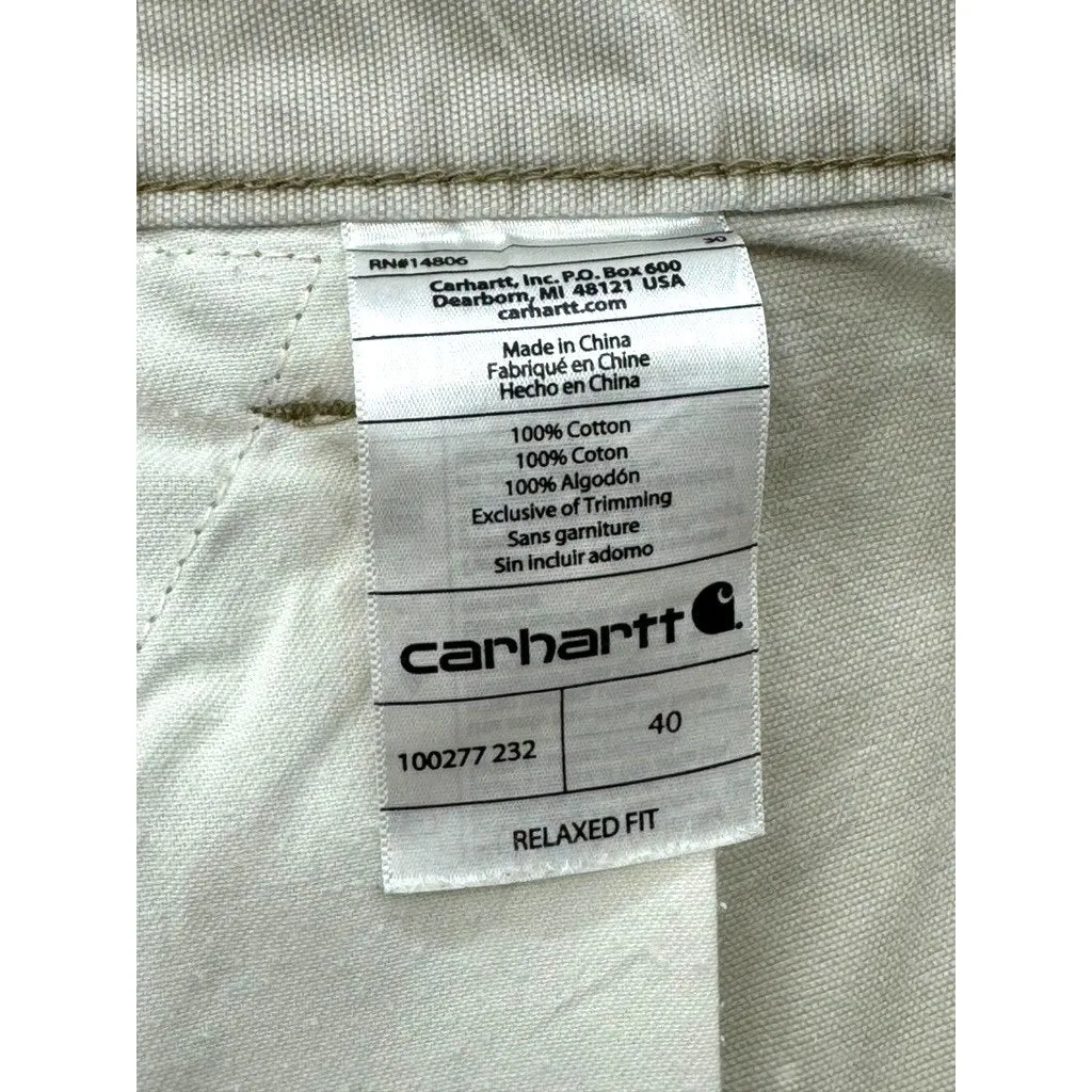 Vintage Carhartt Relaxed Fit Light Beige Cargo Shorts 40W