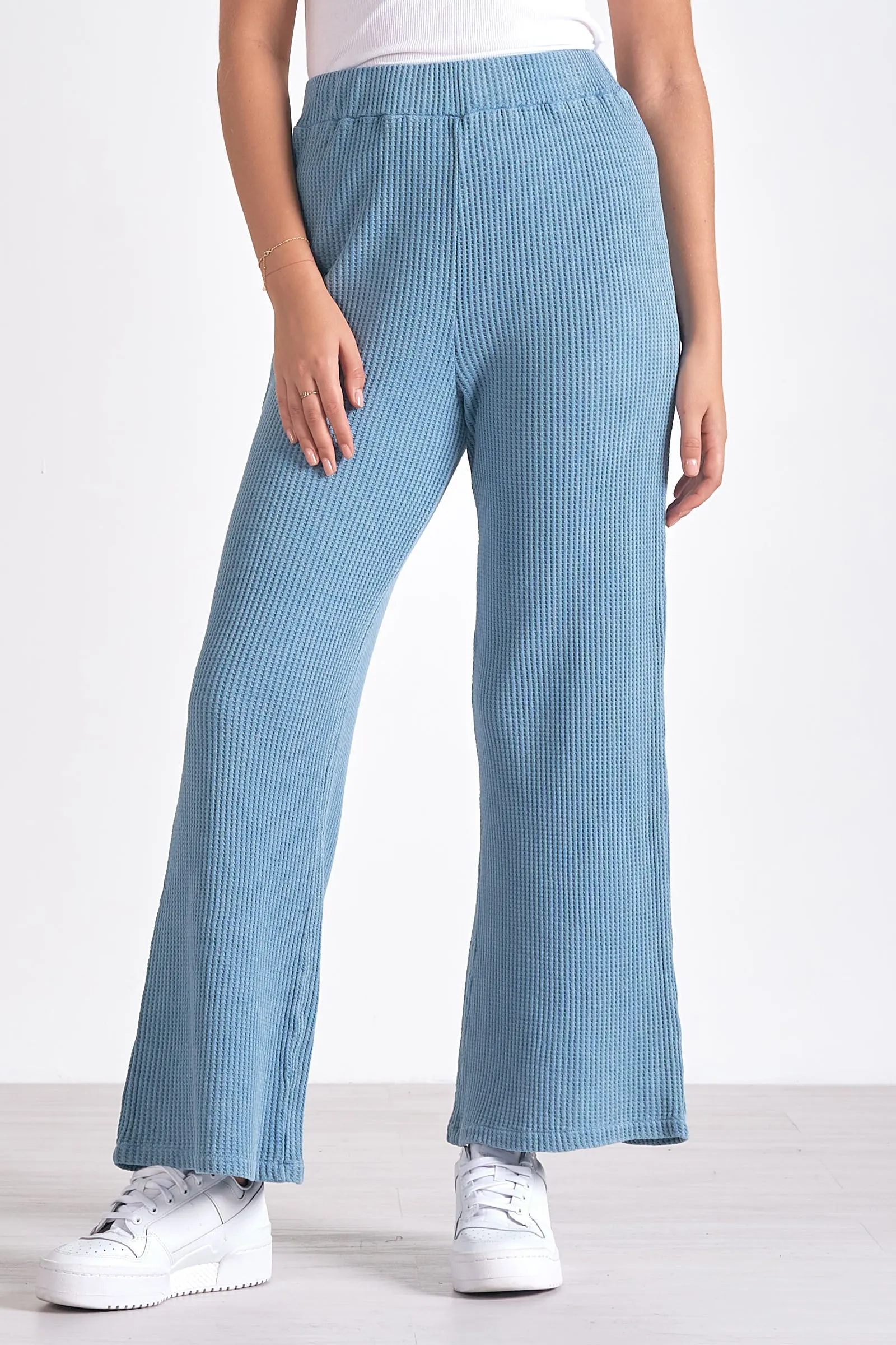 Waffle Knit Wide Leg Pants