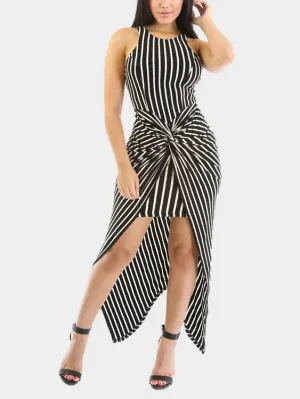 Wholesale Crew Neck Sleeveless Stripe Maxi Dresses